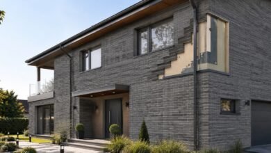Klinker Thermoplatten an Hausfassade